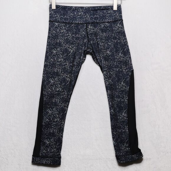 LULULEMON Journey Crop Athletic Leggings Sheer Mesh Rocky Road Sand Dune Sz 4 - Picture 6 of 11